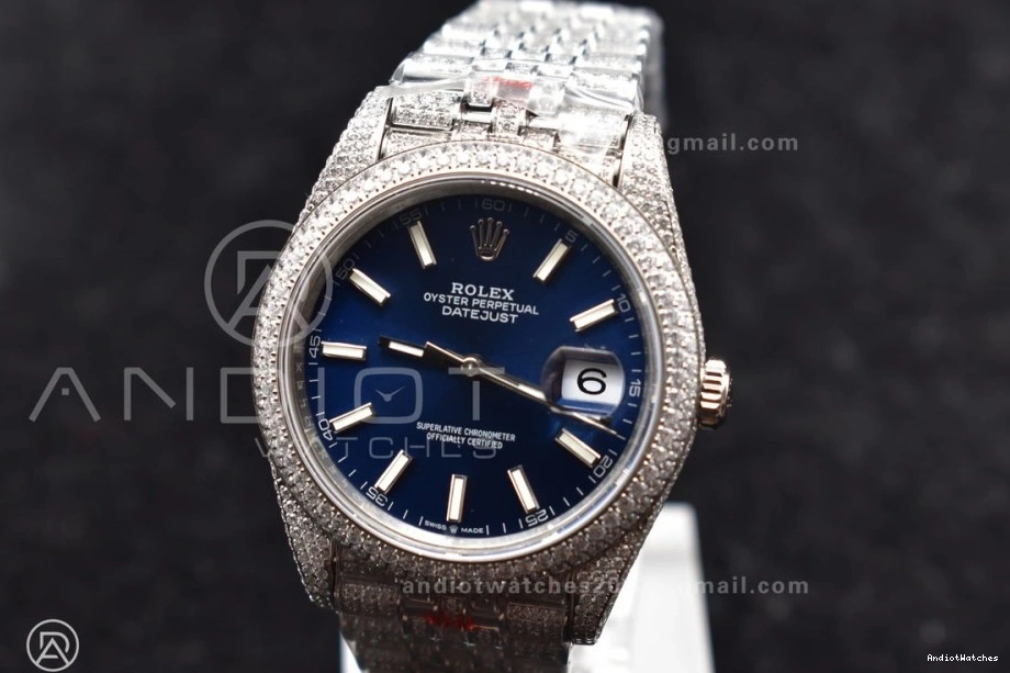 SportInspired Diamond Blue Stick DateJust Version Markers 41mm Best 897 JDF 0420